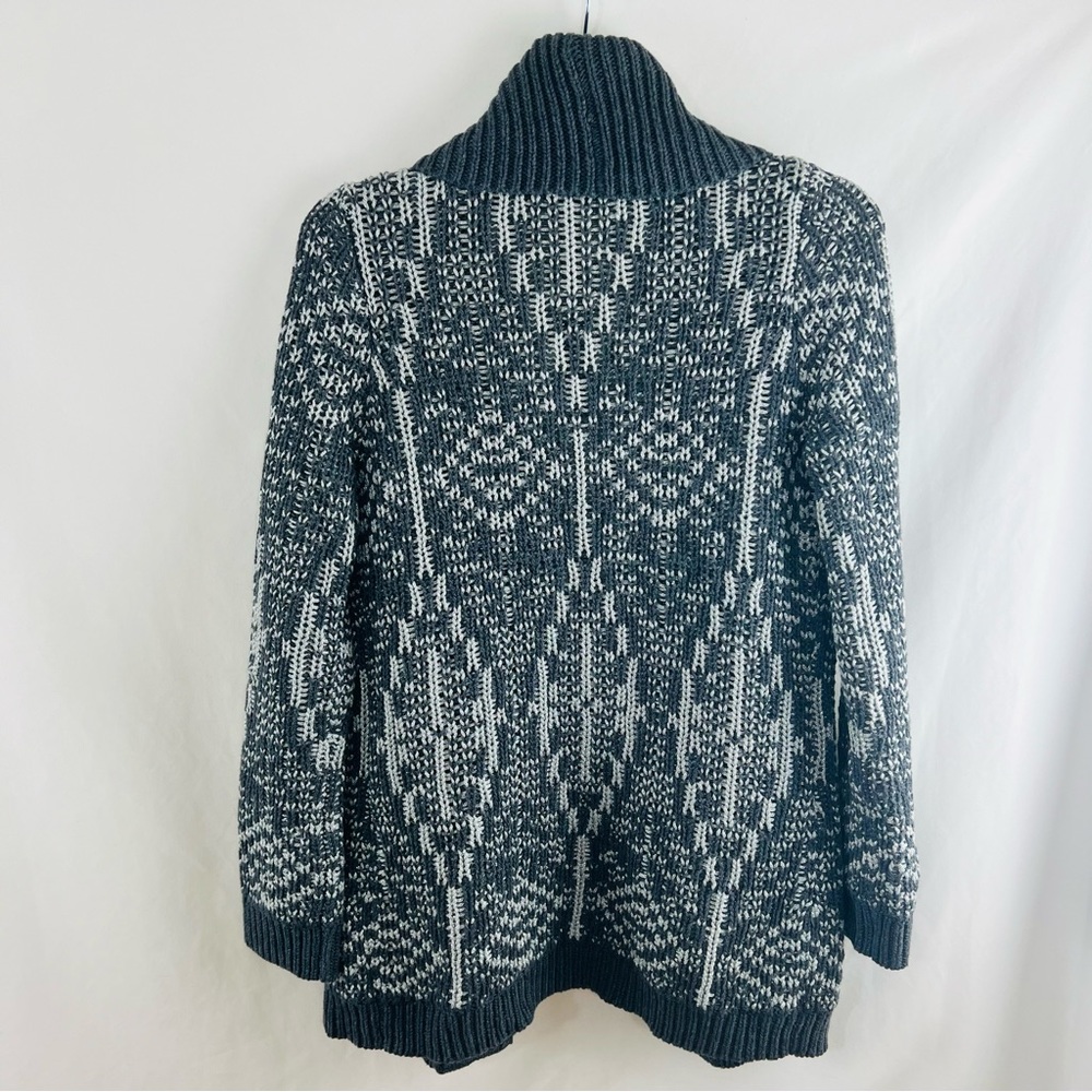 NWT! Talbots Mid Length Wool Blend Chunky Knit Geometric Gray Metallic Thread - Picture 2 of 12
